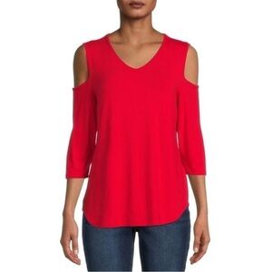 Nine.Eight‎ Women's Cold Shoulder Blouse shirt top color red size XL